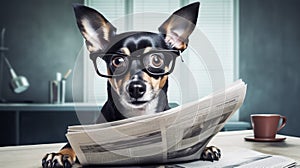 shocked dog reading a newspaper