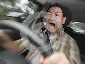 Shocked Driver About To Have Accident