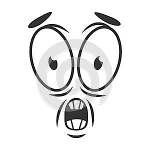 Shocked emotion icon logo flat style. Simple horrify cartoon face