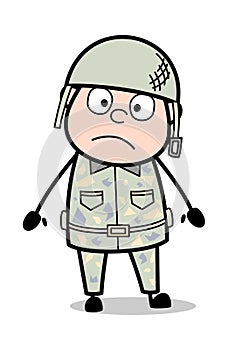 Shocked Expression - Cute Army Man Cartoon Soldier Vector Illustration