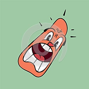 Shocked face. Vintage toons: funny character, vector illustration trendy classic retro cartoon style