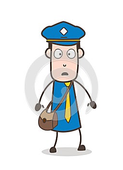 Shocked and Fearful Mailman Face Expression Vector