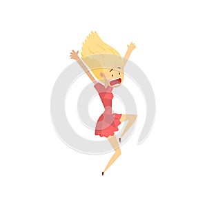 Shocked girl screaming desperately, emotional young woman afraid of something vector Illustration on a white background