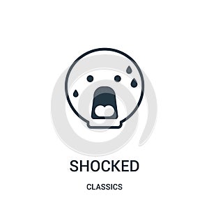 shocked icon vector from classics collection. Thin line shocked outline icon vector illustration. Linear symbol