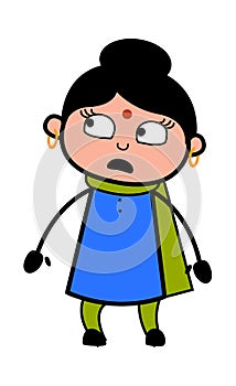 Shocked Indian Lady Cartoon