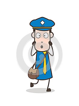 Shocked Postman Astonished Face Vector