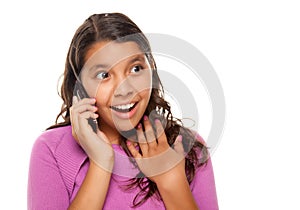 Shocked Pretty Hispanic Girl On Cell Phone