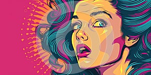 Shocked and surprised woman as pop art style