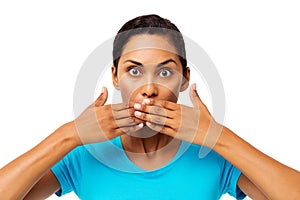 Shocked Woman Covering Mouth