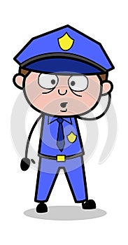 Shocking Face - Retro Cop Policeman Vector Illustration