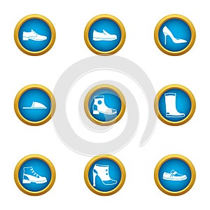 Shod icons set, flat style