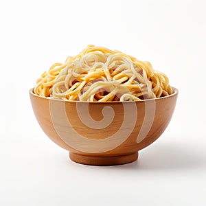 Shodo-inspired Empty Wooden Bowl With Spaghetti photo