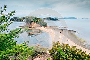 Shodoshima Angel road sea landscape in Shikoku, Japan