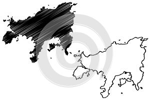 Shodoshima island Japan, East Asia, Japanese archipelago map vector illustration, scribble sketch Shodo map photo