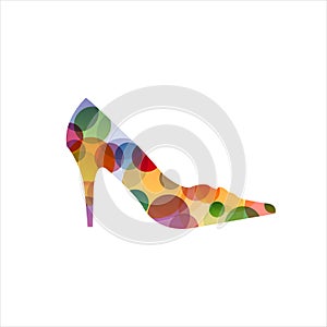Shoe with colorful circles