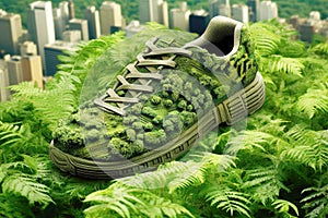 A shoe that considers its carbon emissions, incorporating green features