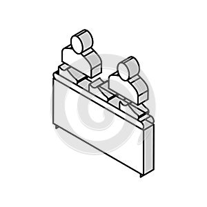 shoe conveyor control workers isometric icon vector illustration
