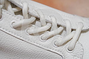 Shoe eyelets and laces details