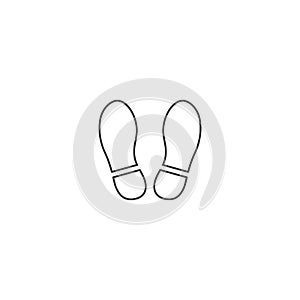 Shoe footprint icon. Vector footwears. Flat line style. Black silhouettes. Illustration isolated on white background