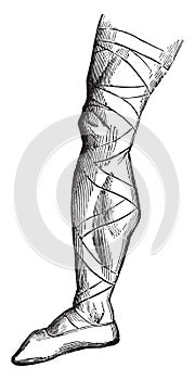 Shoe of a Frankish warrior at the beginning of the sixth century, vintage engraving