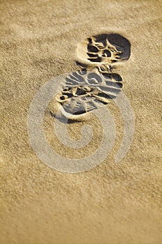 Shoe print in desert