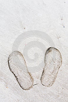 Shoe prints in the beach