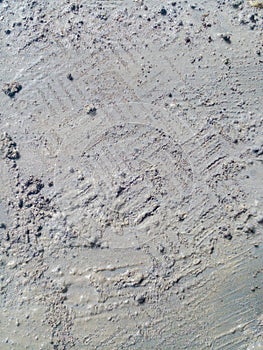 Shoe prints in the sand. Snapshot of clear shoe prints. photo