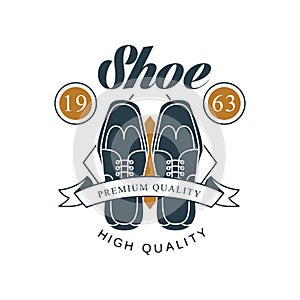 Shoe shop, premium and high quality logo design, estd 1963 vintage badge for shoemaker, shoe shop and shoes repair