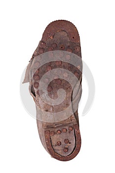 Shoe sole with steel of an old boot