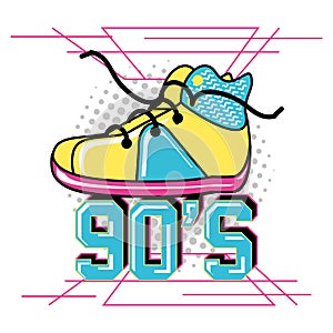 Shoe tennis of nineties retro