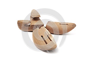 A Shoe tree made from cedar from the Woodlore company isolated on a white