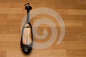 Shoe with wooden stretcher
