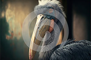 Shoebill or whalehead or shoe-billed stork (Balaeniceps Rex) in Prague zoo, AI generated