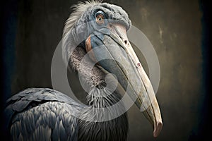 Shoebill or whalehead or shoe-billed stork (Balaeniceps Rex) in Prague zoo, AI generated