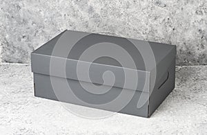 Shoebox. Gray color shoebox.