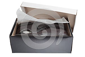 Shoebox with men's dress shoes