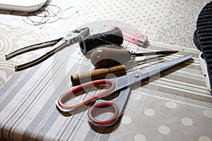 Shoemaker crafting tools set on a table