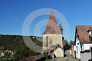 The Shoemakers` Tower in Sighisoara, Romania.