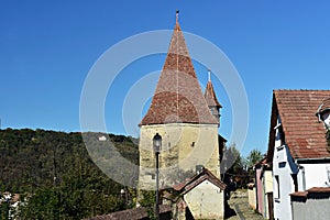 The Shoemakers` Tower in Sighisoara, Romania.