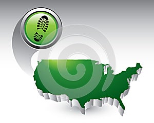 Shoeprint over united states icon photo
