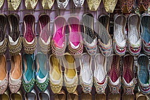 Shoes in arabian style, market of Dubai