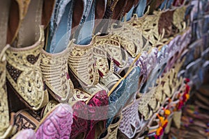 Shoes in arabian style, market of Dubai