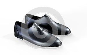 Shoes as a concept of luxury expensive high-quality shoes. 3d rendering illustration of a pair of fashionable mens shoes isolated photo