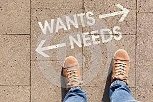 Decision with text WANTS NEEDS