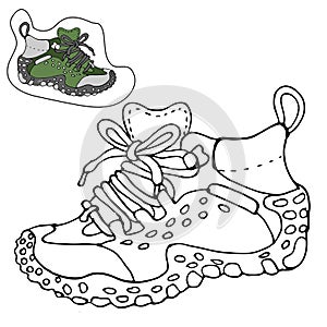 Shoes and boots. Simple outline vector drawing
