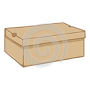 Shoes Box. Cartoon Closed Brown Cardboard Shoebox photo