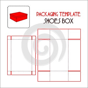 SHOES BOX PACKAGING TEMPLATE VECTOR