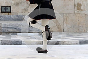 Shoes and clothes of officers of the guard of honor near the Parliament in Athens