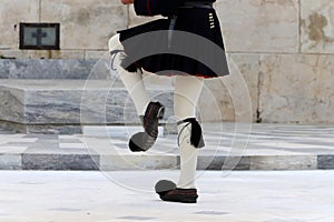 Shoes and clothes of officers of the guard of honor near the Parliament in Athens