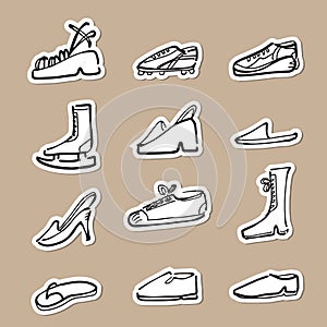Shoes fashion and sport drawing icons paper cut